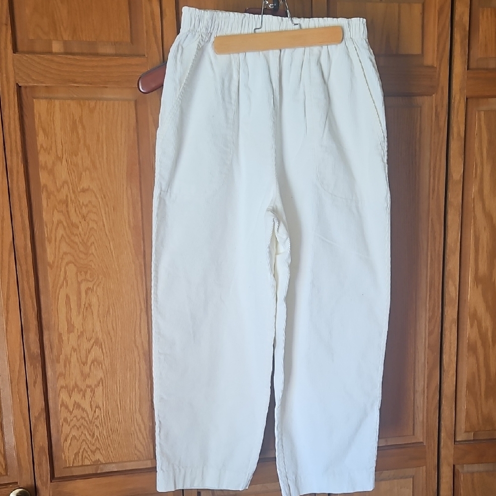 White Casual Corduroy Pants